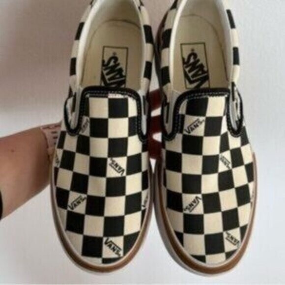 Vans Black and White Checkerboard Platform Sneakers - Picture 2 of 5